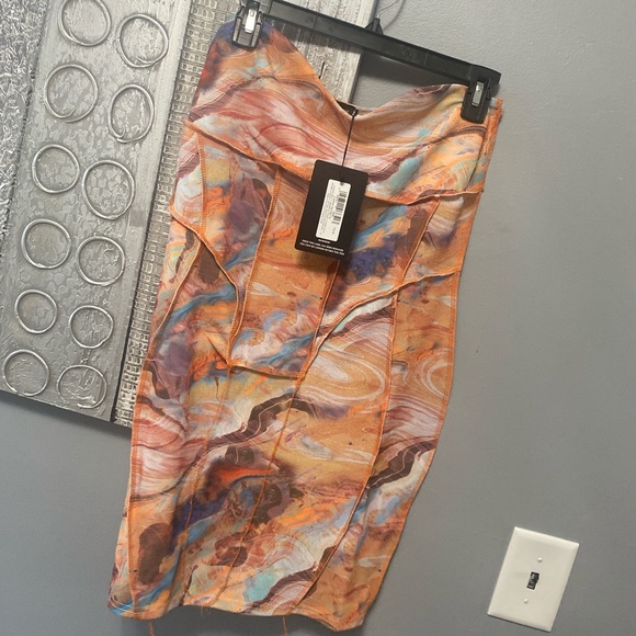 Shape Multi Marble Print Overlock Seam Corset Detail Bodycon - Picture 2 of 4